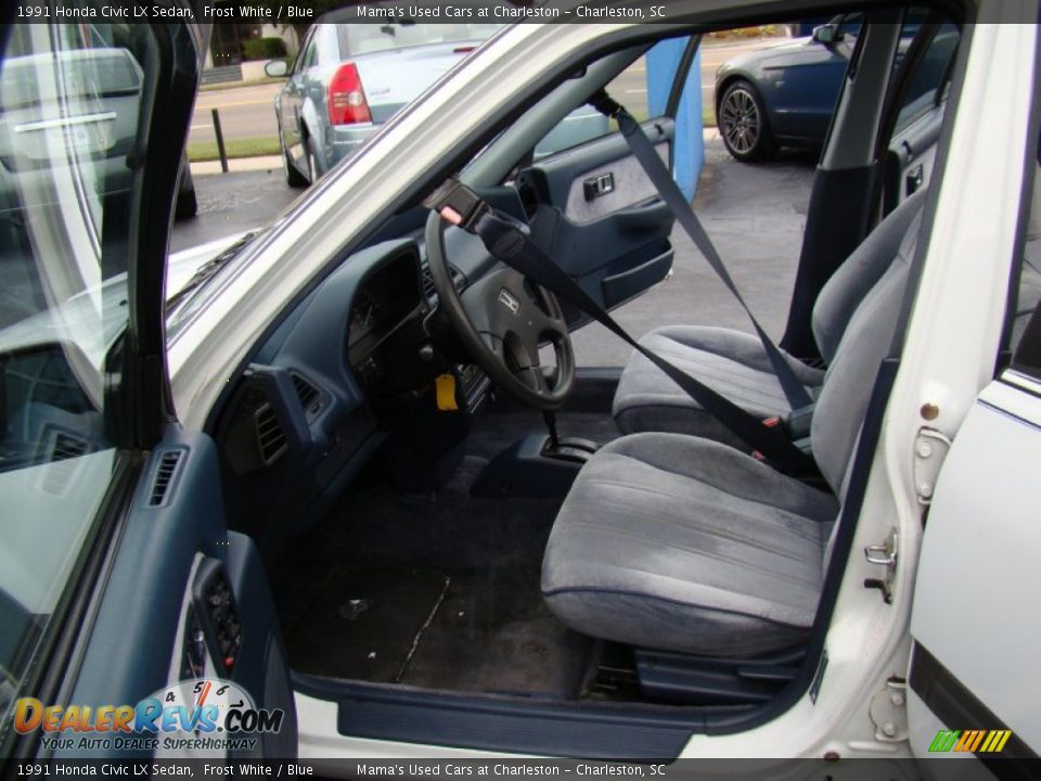 1991 Honda Civic LX Sedan Frost White / Blue Photo #9