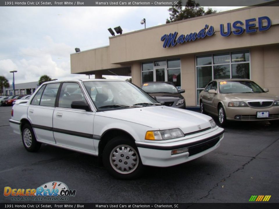 1991 Honda Civic LX Sedan Frost White / Blue Photo #28
