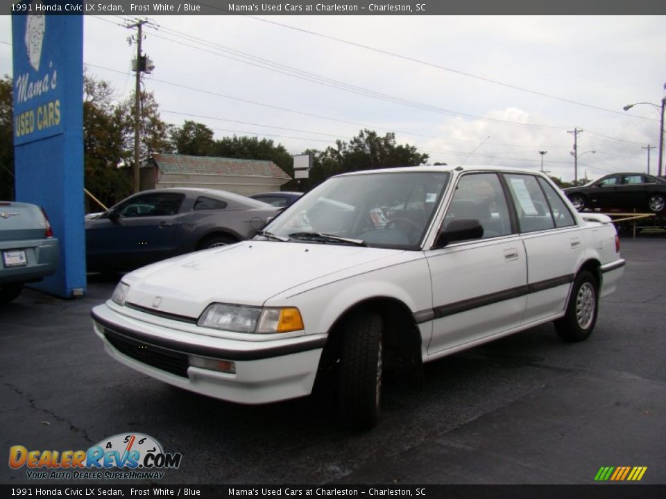 1991 Honda Civic LX Sedan Frost White / Blue Photo #29