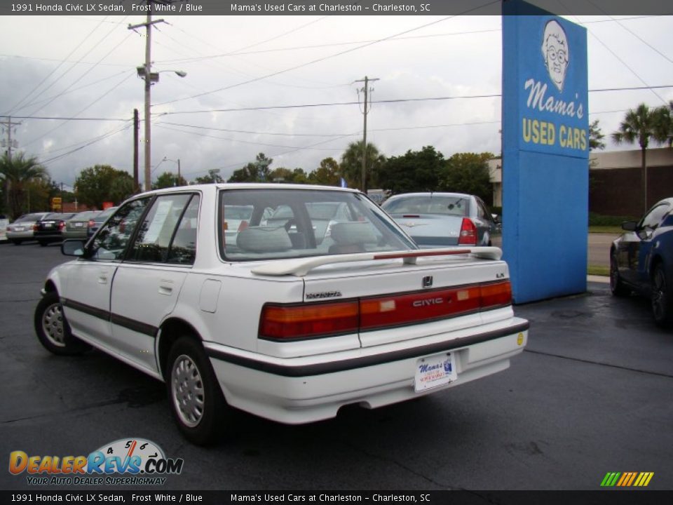 1991 Honda Civic LX Sedan Frost White / Blue Photo #30