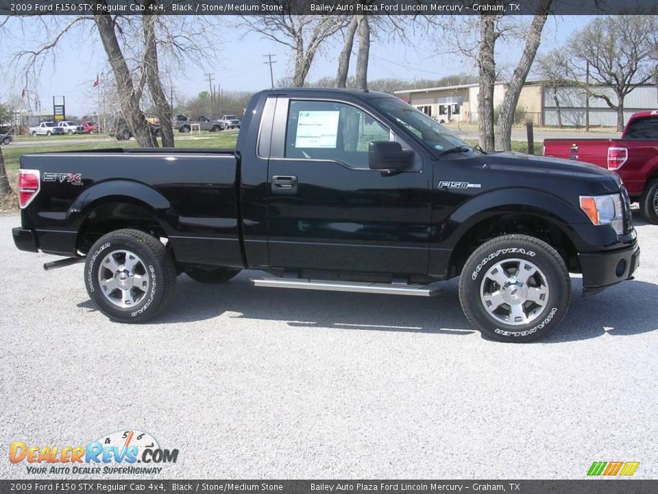 2009 Ford F150 STX Regular Cab 4x4 Black / Stone/Medium Stone Photo #6