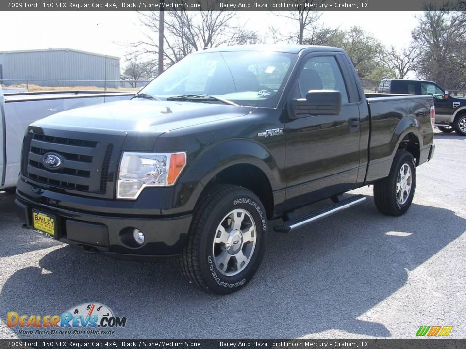 2009 Ford F150 STX Regular Cab 4x4 Black / Stone/Medium Stone Photo #11