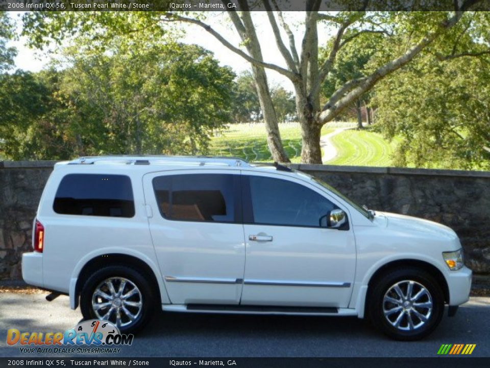 2008 Infiniti QX 56 Tuscan Pearl White / Stone Photo #8