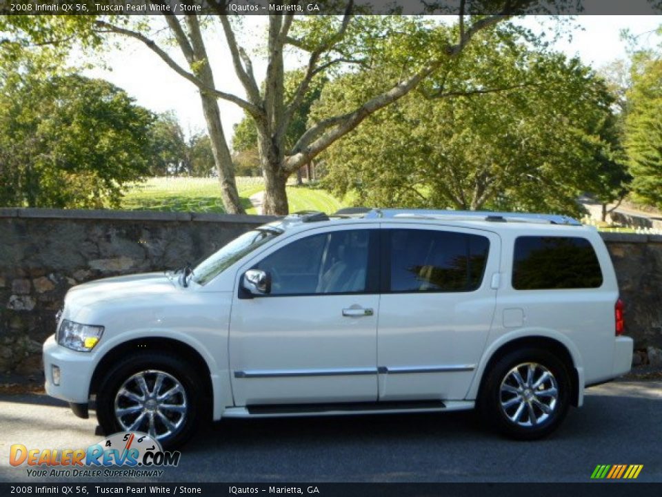 2008 Infiniti QX 56 Tuscan Pearl White / Stone Photo #24
