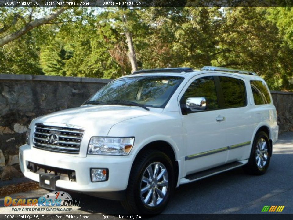2008 Infiniti QX 56 Tuscan Pearl White / Stone Photo #25