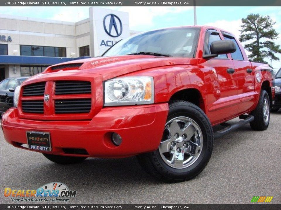 2006 Dodge Dakota R/T Quad Cab Flame Red / Medium Slate Gray Photo #1