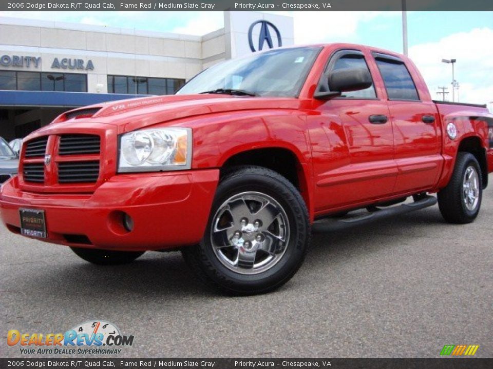 2006 Dodge Dakota R/T Quad Cab Flame Red / Medium Slate Gray Photo #2