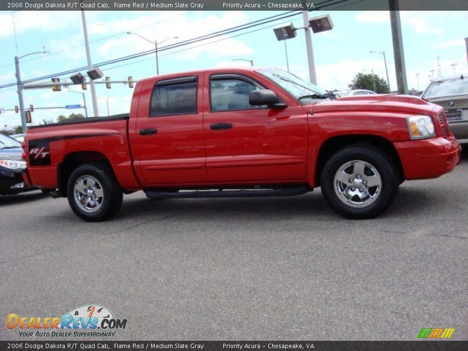 2006 Dodge Dakota R/T Quad Cab Flame Red / Medium Slate Gray Photo #6