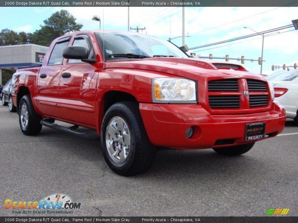 2006 Dodge Dakota R/T Quad Cab Flame Red / Medium Slate Gray Photo #7