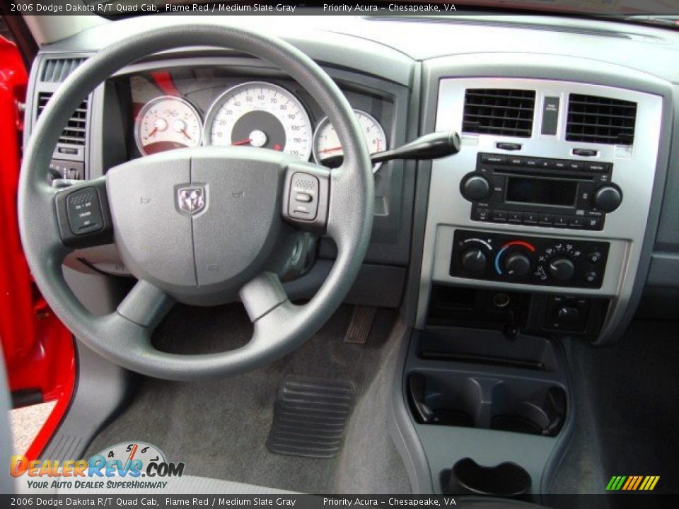 2006 Dodge Dakota R/T Quad Cab Flame Red / Medium Slate Gray Photo #12