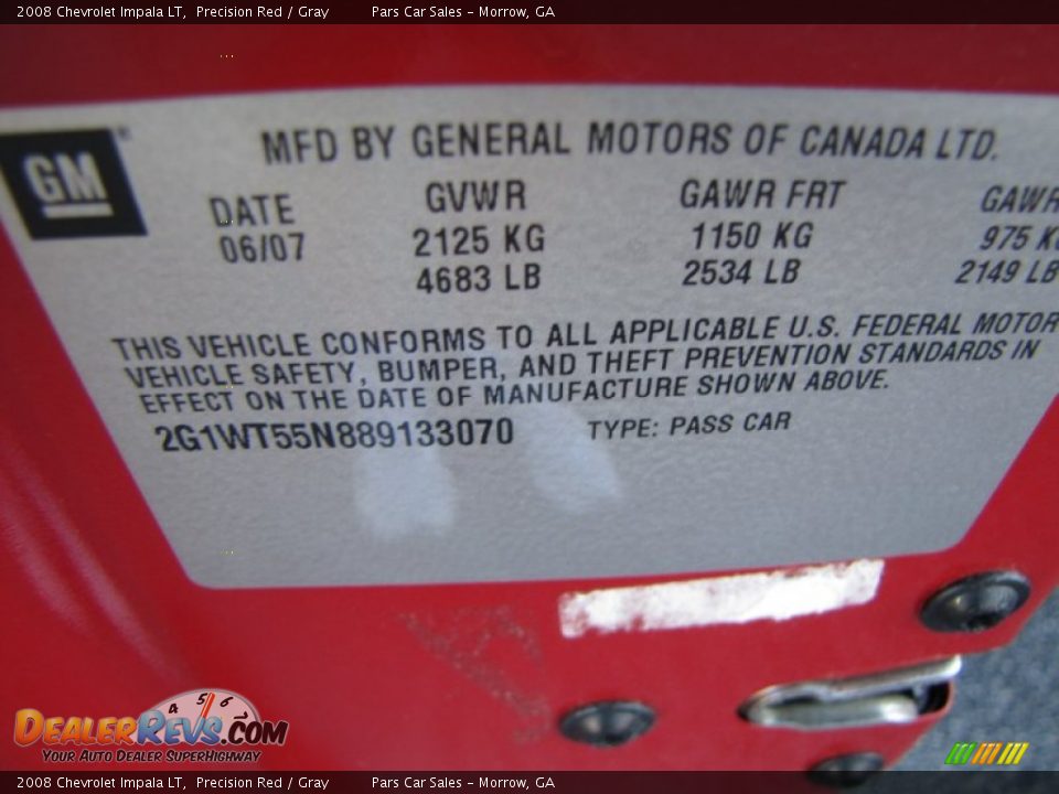 2008 Chevrolet Impala LT Precision Red / Gray Photo #15