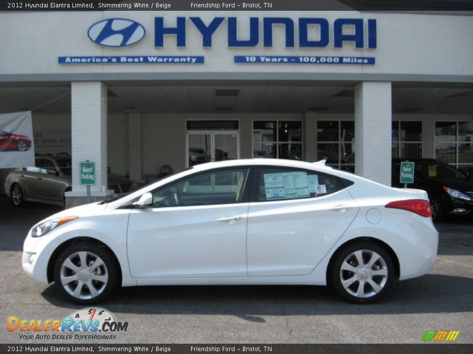 2012 Hyundai Elantra Limited Shimmering White / Beige Photo #1
