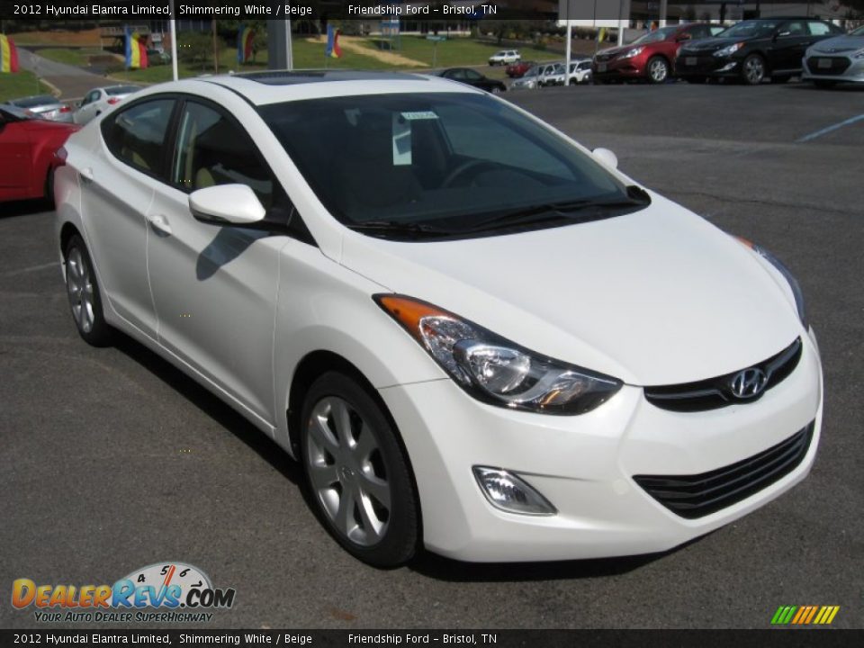 2012 Hyundai Elantra Limited Shimmering White / Beige Photo #4