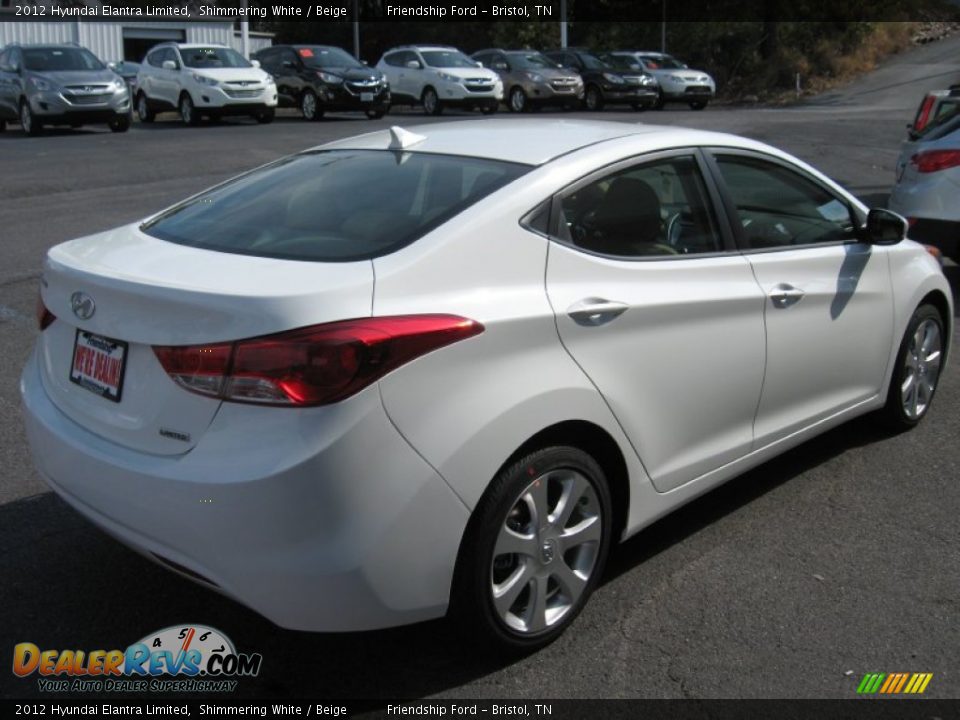 2012 Hyundai Elantra Limited Shimmering White / Beige Photo #6