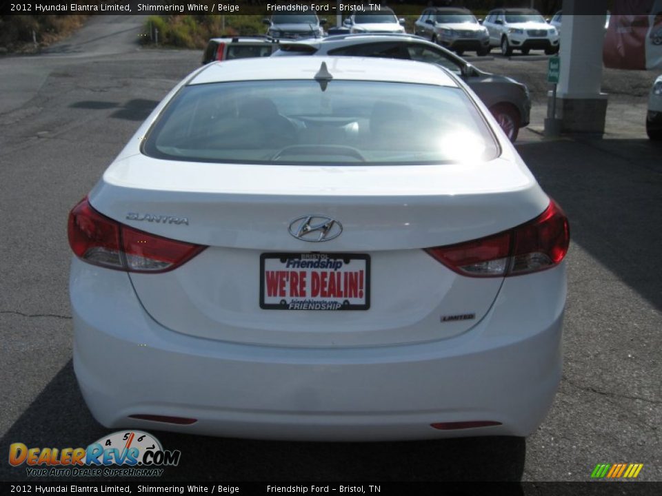 2012 Hyundai Elantra Limited Shimmering White / Beige Photo #7