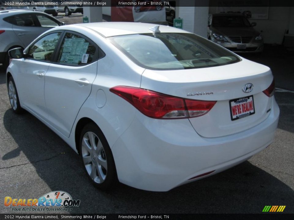 2012 Hyundai Elantra Limited Shimmering White / Beige Photo #8
