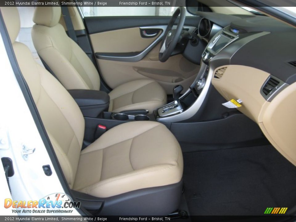 2012 Hyundai Elantra Limited Shimmering White / Beige Photo #19