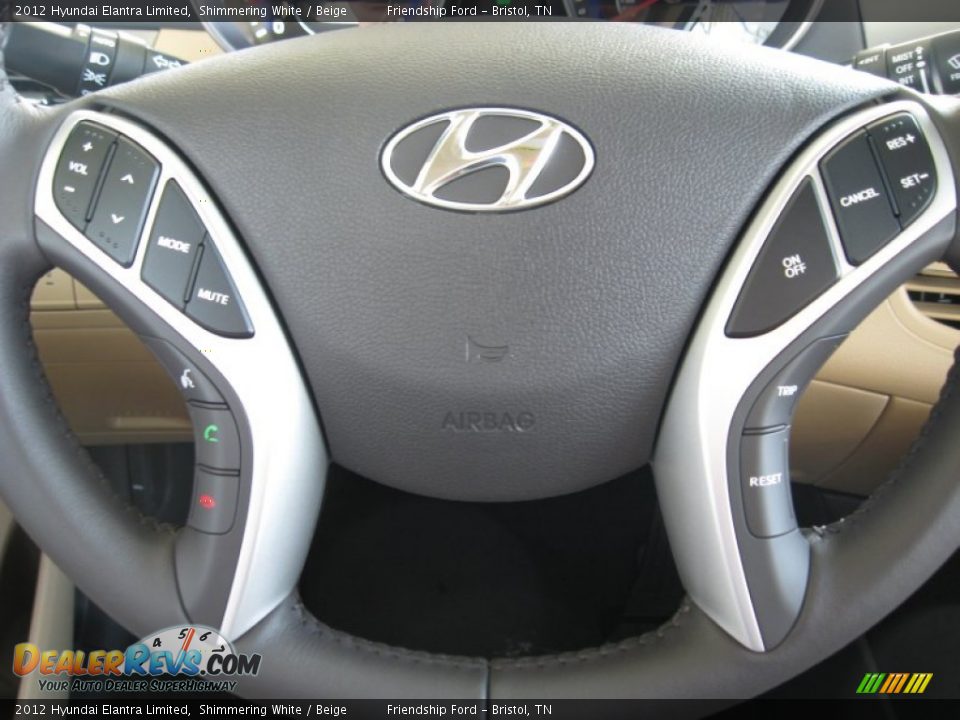 2012 Hyundai Elantra Limited Shimmering White / Beige Photo #27