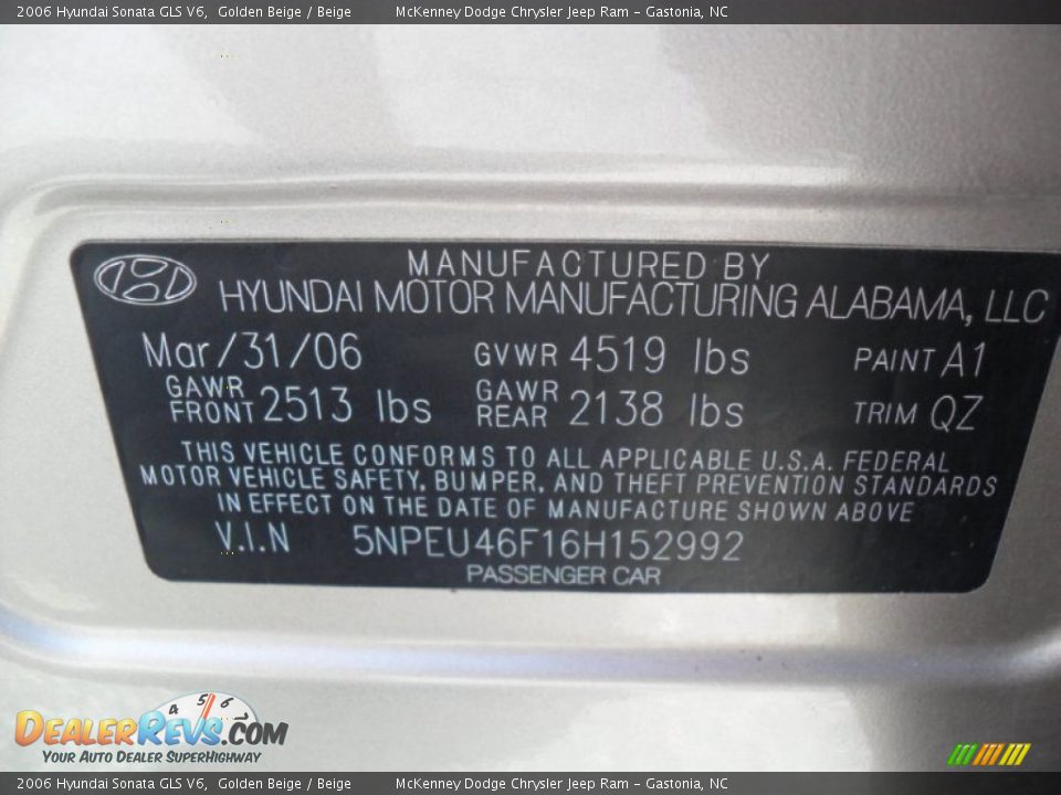 2006 Hyundai Sonata GLS V6 Golden Beige / Beige Photo #6