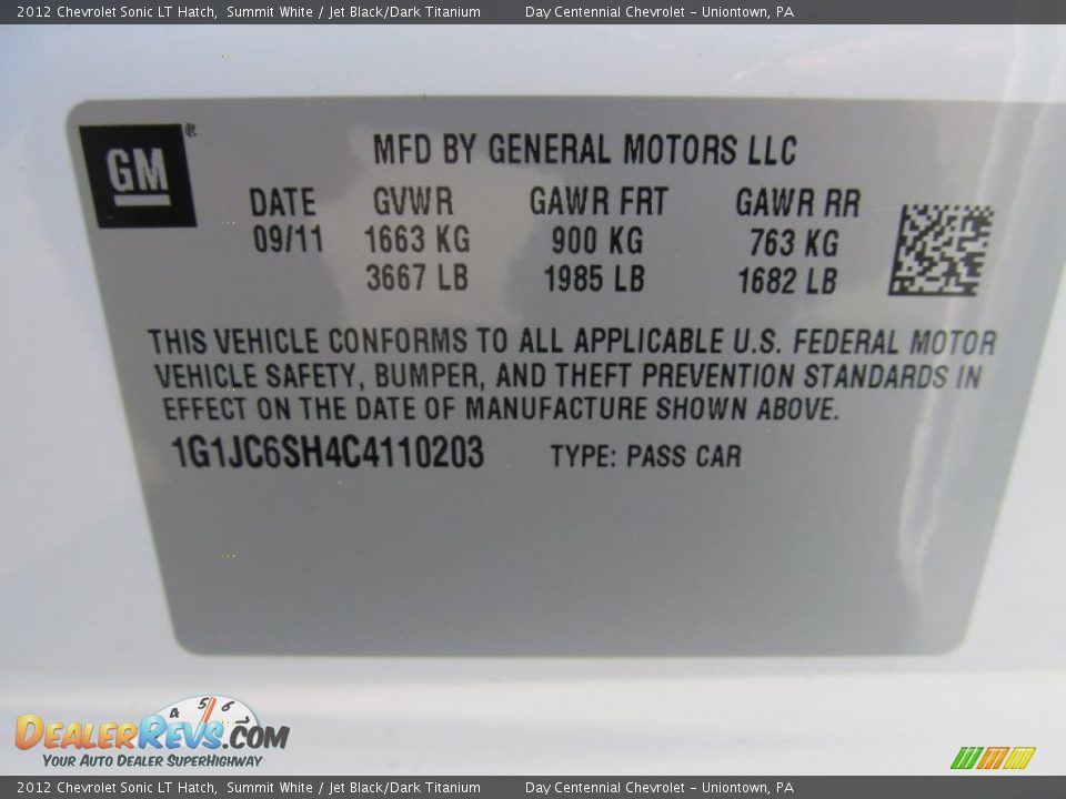 2012 Chevrolet Sonic LT Hatch Summit White / Jet Black/Dark Titanium Photo #14