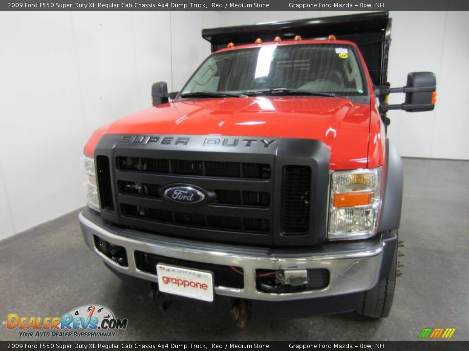 2009 Ford F550 Super Duty XL Regular Cab Chassis 4x4 Dump Truck Red / Medium Stone Photo #2