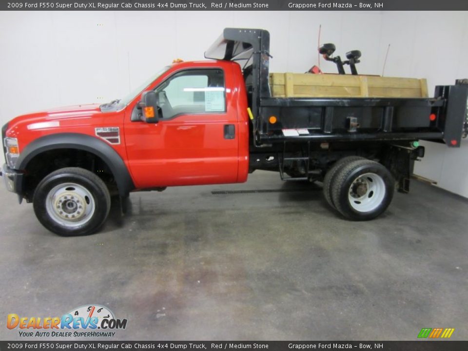 Red 2009 Ford F550 Super Duty XL Regular Cab Chassis 4x4 Dump Truck Photo #3