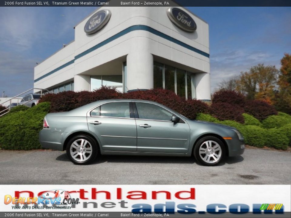 2006 Ford Fusion SEL V6 Titanium Green Metallic / Camel Photo #1