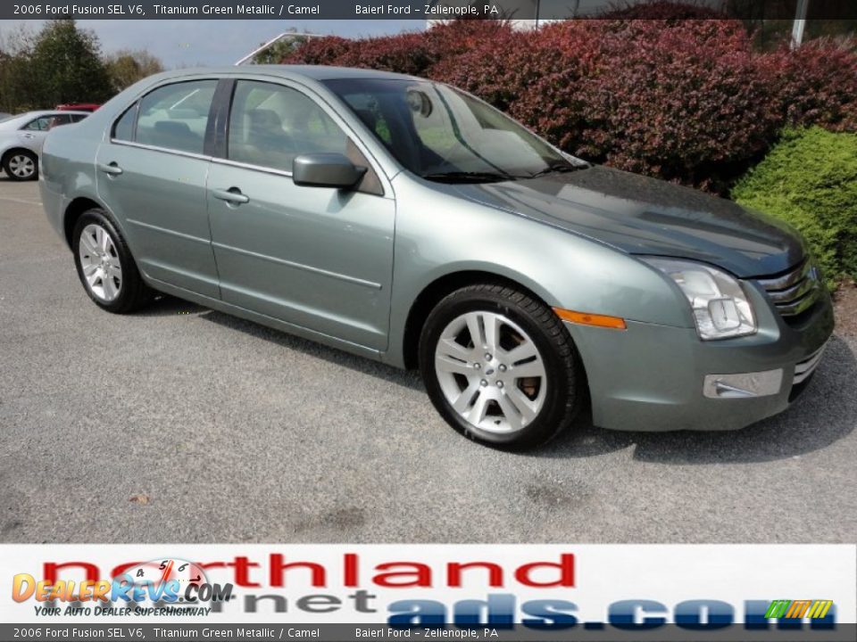 2006 Ford Fusion SEL V6 Titanium Green Metallic / Camel Photo #2