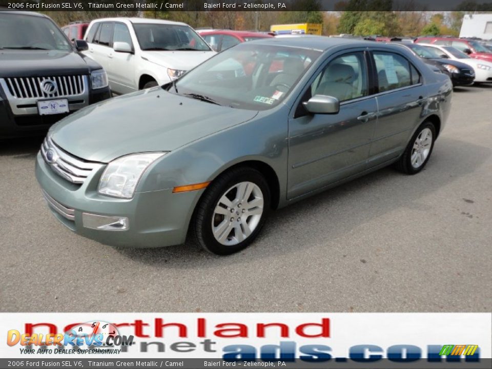 2006 Ford Fusion SEL V6 Titanium Green Metallic / Camel Photo #4