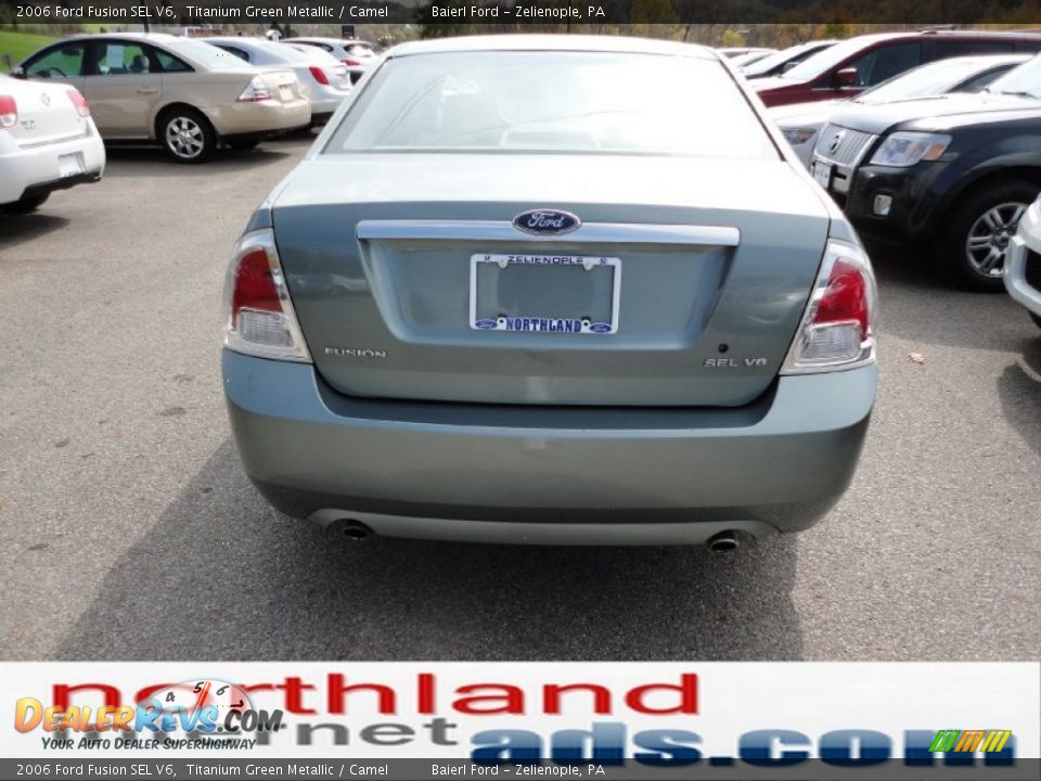 2006 Ford Fusion SEL V6 Titanium Green Metallic / Camel Photo #7