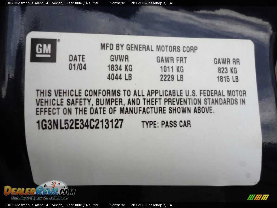 2004 Oldsmobile Alero GL1 Sedan Dark Blue / Neutral Photo #20