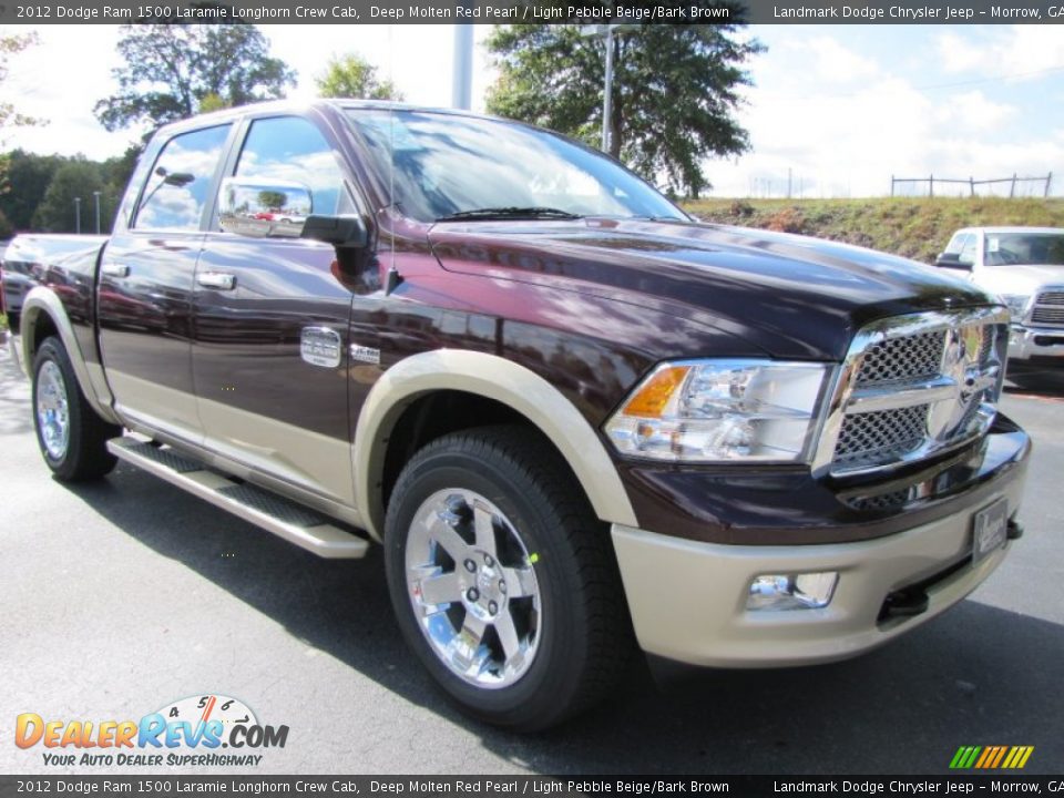 2012 Dodge Ram 1500 Laramie Longhorn Crew Cab Deep Molten Red Pearl / Light Pebble Beige/Bark Brown Photo #4