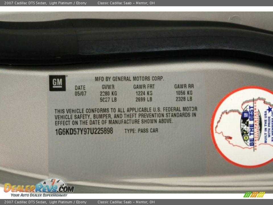 2007 Cadillac DTS Sedan Light Platinum / Ebony Photo #24