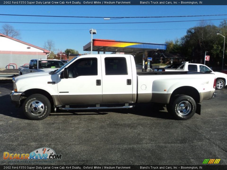 2002 Ford F350 Super Duty Lariat Crew Cab 4x4 Dually Oxford White / Medium Parchment Photo #1