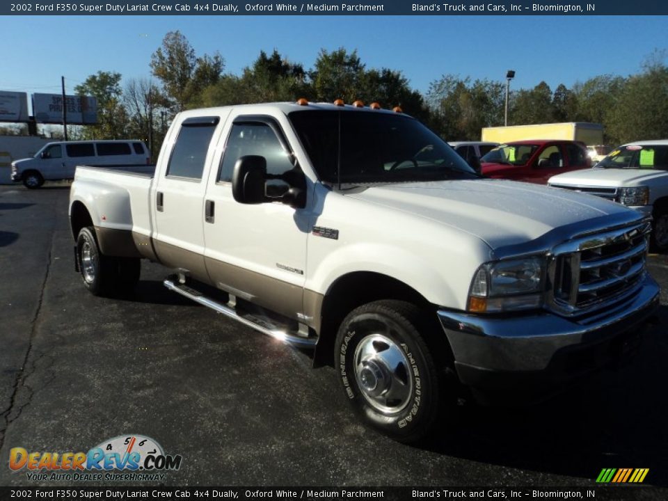 2002 Ford F350 Super Duty Lariat Crew Cab 4x4 Dually Oxford White / Medium Parchment Photo #30