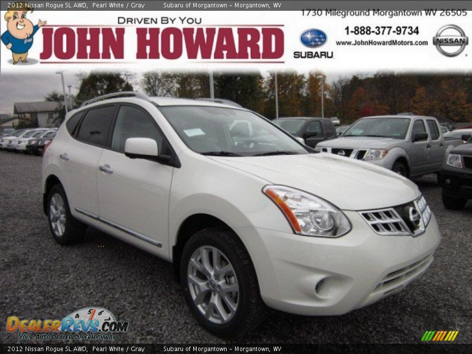 2012 Nissan Rogue SL AWD Pearl White / Gray Photo #1