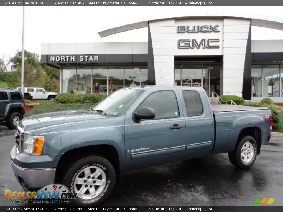 2009 GMC Sierra 1500 SLE Extended Cab 4x4 Stealth Gray Metallic / Ebony Photo #1