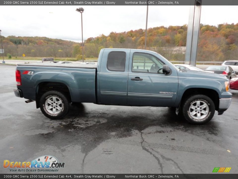 2009 GMC Sierra 1500 SLE Extended Cab 4x4 Stealth Gray Metallic / Ebony Photo #6
