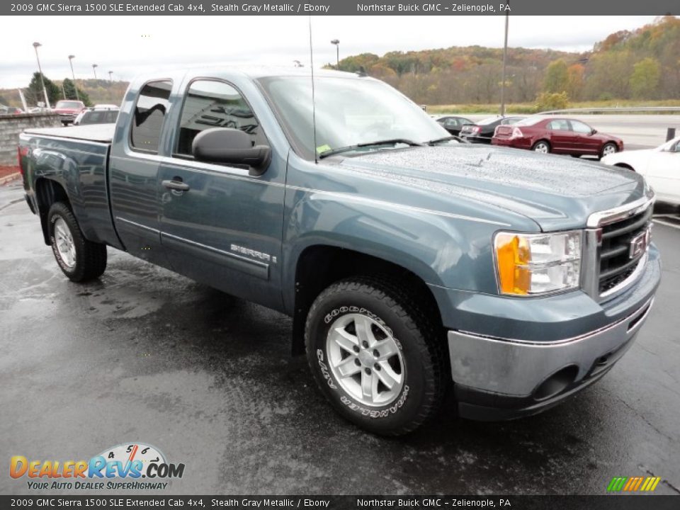 2009 GMC Sierra 1500 SLE Extended Cab 4x4 Stealth Gray Metallic / Ebony Photo #7
