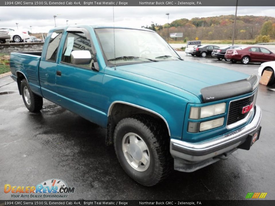 1994 GMC Sierra 1500 SL Extended Cab 4x4 Bright Teal Metallic / Beige Photo #7