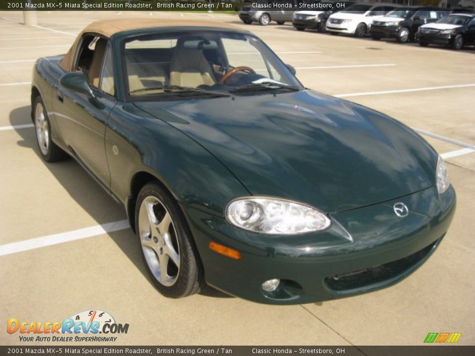 2001 Mazda MX-5 Miata Special Edition Roadster British Racing Green / Tan Photo #2