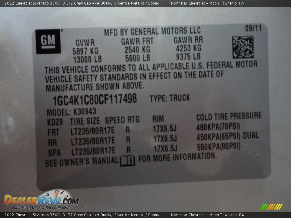 2012 Chevrolet Silverado 3500HD LTZ Crew Cab 4x4 Dually Silver Ice Metallic / Ebony Photo #20