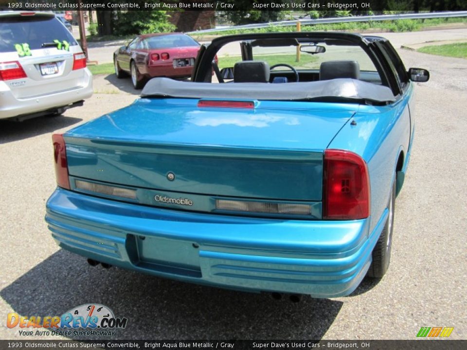 1993 Oldsmobile Cutlass Supreme Convertible Bright Aqua Blue Metallic / Gray Photo #7