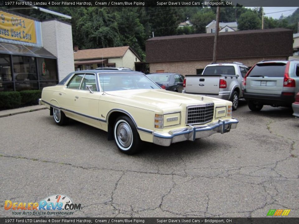 1977 Ford LTD Landau 4 Door Pillared Hardtop Cream / Cream/Blue Piping Photo #1