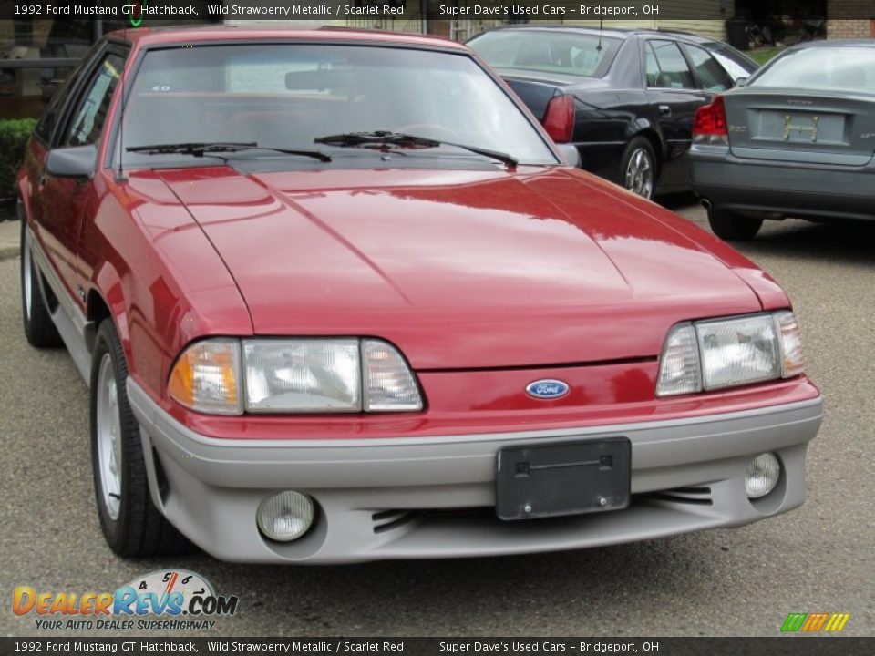 1992 Ford Mustang GT Hatchback Wild Strawberry Metallic / Scarlet Red Photo #2