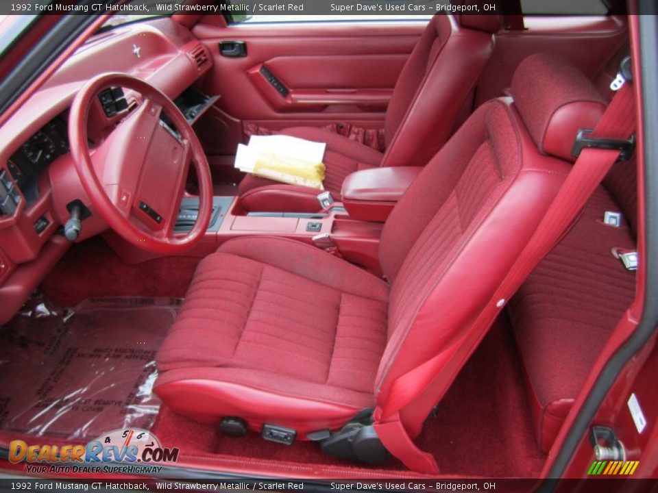 Scarlet Red Interior - 1992 Ford Mustang GT Hatchback Photo #13