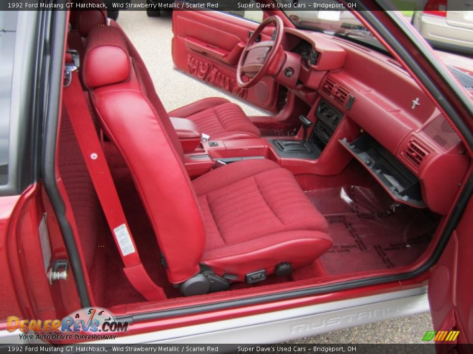 Scarlet Red Interior - 1992 Ford Mustang GT Hatchback Photo #16