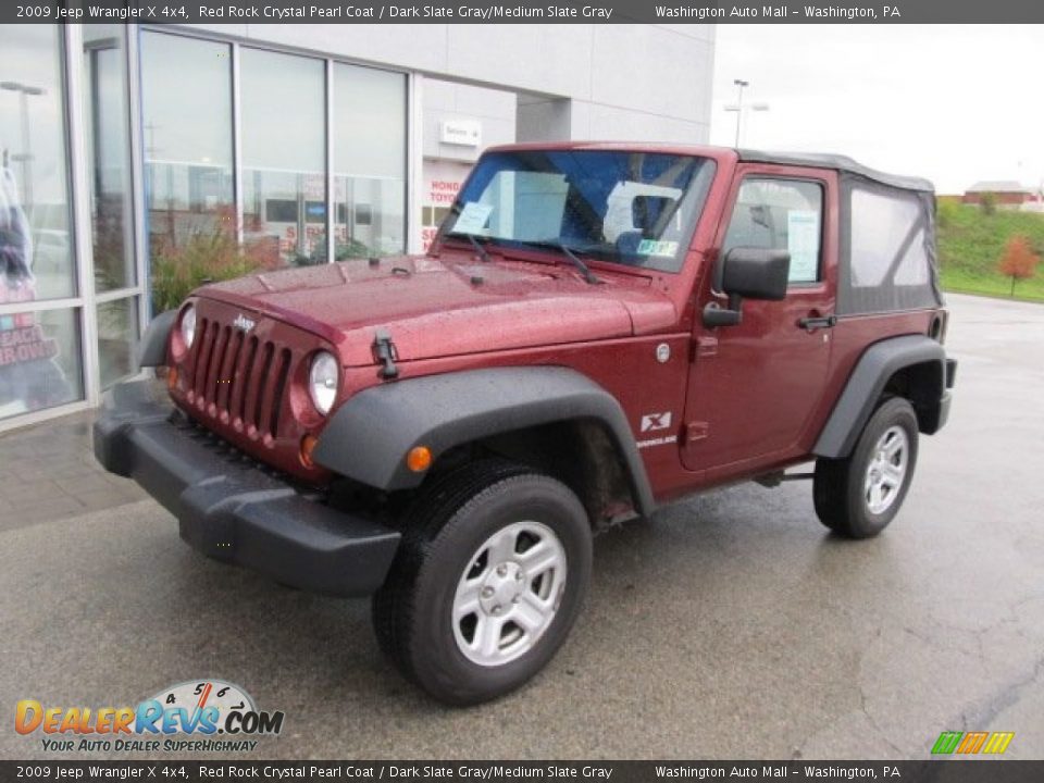 2009 Jeep Wrangler X 4x4 Red Rock Crystal Pearl Coat / Dark Slate Gray/Medium Slate Gray Photo #2