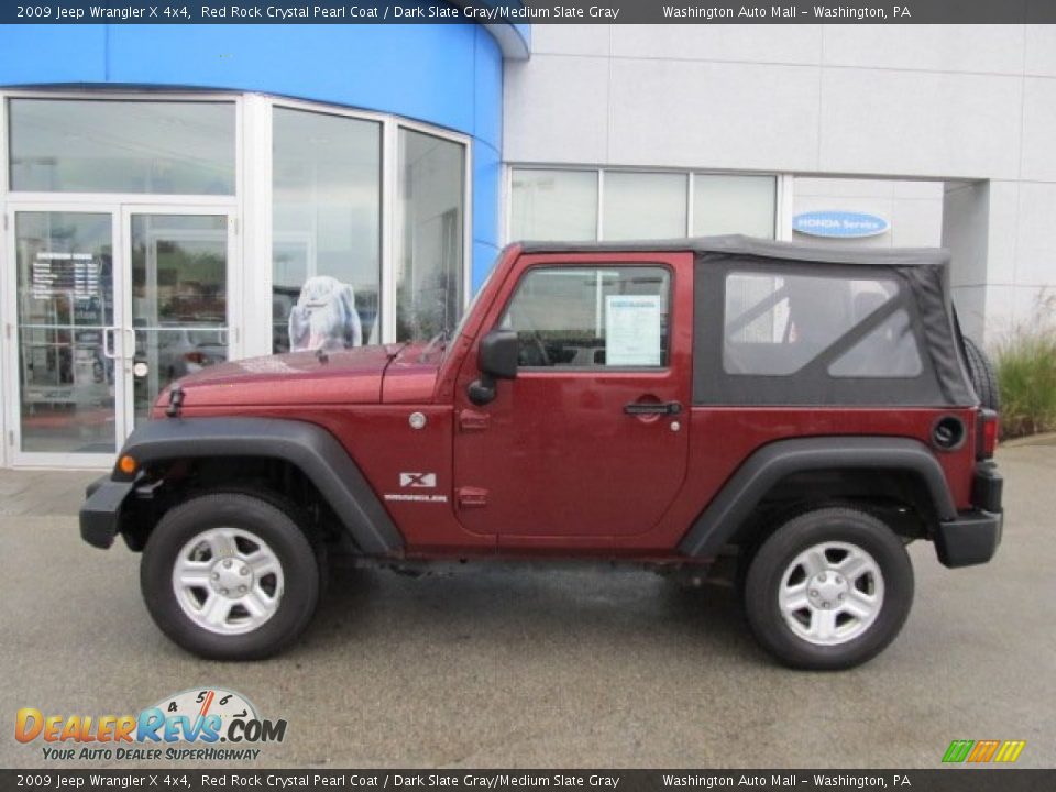 2009 Jeep Wrangler X 4x4 Red Rock Crystal Pearl Coat / Dark Slate Gray/Medium Slate Gray Photo #3