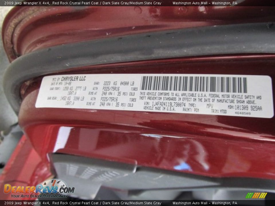2009 Jeep Wrangler X 4x4 Red Rock Crystal Pearl Coat / Dark Slate Gray/Medium Slate Gray Photo #19